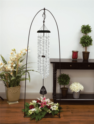 44" Chimes, Flowers & Stand Flower Bouquet