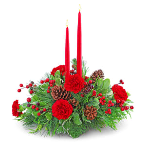 Festive Candles Centerpiece Flower Bouquet