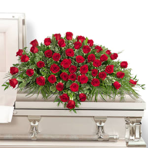 50 Red Roses Casket Spray Flower Bouquet