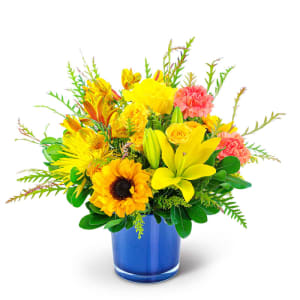 Sun-Kissed Sapphire Flower Bouquet