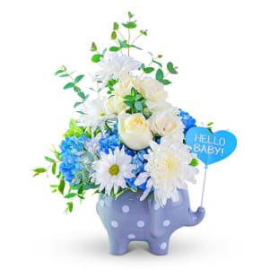 Little Elliot in Blue Flower Bouquet