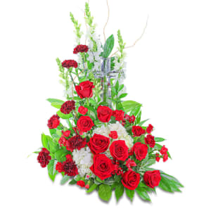 Serene Sanctuary Crystal Cross (Lg. Teleflora Cross) Flower Arrangement Serene Sanctuary Crystal Cross (Lg. Teleflora Cross) Flower Bouquet