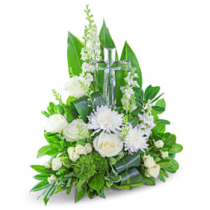 Eternal Peace Cross Surround Flower Bouquet