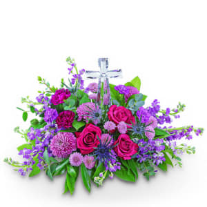 Majestic Magenta Crystal Cross Flower Bouquet