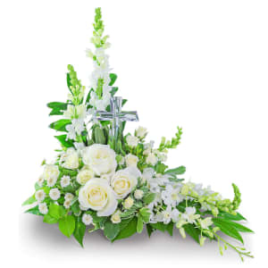Divine Love with Crystal Cross Keepsake Flower Bouquet