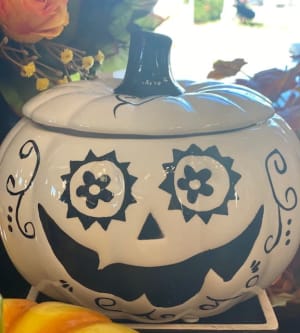 Sugar Skull Pumpkin Flower Bouquet