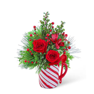Candy Stripes Keepsake Mug Flower Bouquet