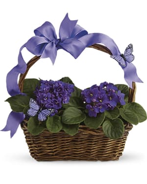 Violets And Butterflies Flower Bouquet