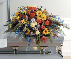 Colorful Memories Casket Spray Flower Bouquet