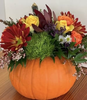 Fall Pumpkin Floral Design Flower Bouquet