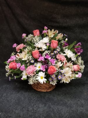 FR46-22 Basket Sympathy Arrangement Flower Bouquet