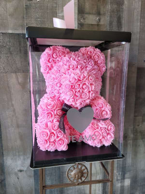 LARGE LUXURY FOREVER FOAMY BEAR W/BOX: 14" Flower Bouquet