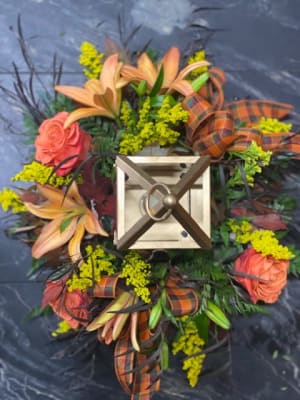 Truly Thankful Lantern Centerpiece Flower Bouquet