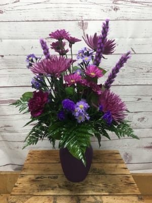 Purple Person Vased Arrangement Flower Bouquet
