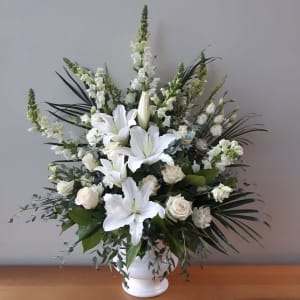 White Sympathy Arrangement Flower Bouquet