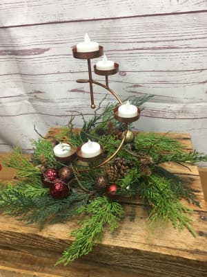A Very Copper Christmas Candle Holder and Silk (Artificial) Pine
