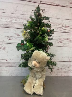 Holiday Honey Bear Tree Silk (Artificial)  Flower Bouquet