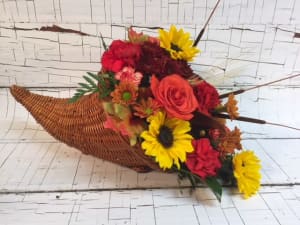 Thanksgiving Cornucopia Flower Bouquet