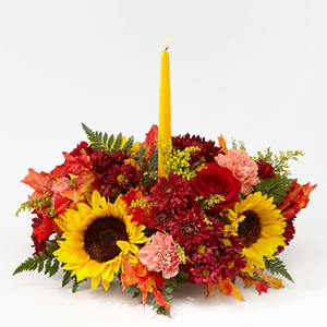 Giving Thanks Candle Centerpiece Flower Bouquet