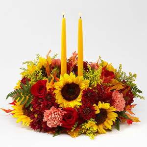 Giving Thanks Candle Centerpiece Flower Bouquet