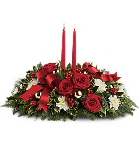 Holiday Shimmer Centerpiece Flower Bouquet