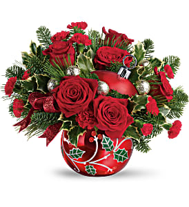Deck the Hall Holiday Ornament Arrangement Flower Bouquet