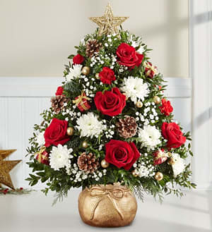 Holiday Flower Tree in Gold Sack