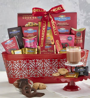Classic Ghirardelli Gift Basket Flower Bouquet