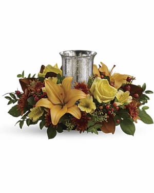 Glowing Gathering Centerpiece by Teleflora Flower Bouquet