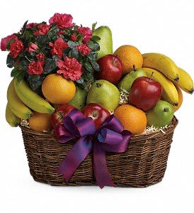 Fruit and Blooms Basket Flower Arrangement Fruit and Blooms Basket Flower Bouquet