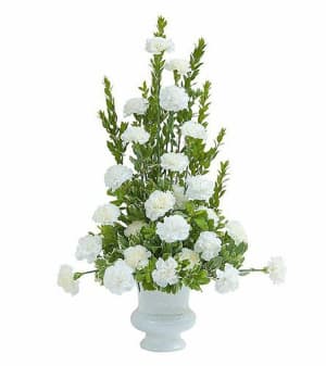 White Carnation Floor Basket Flower Bouquet