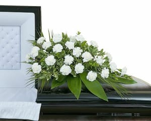 White Carnation Casket Spray Flower Bouquet