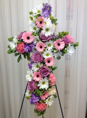 Mixed Flower Sympathy Cross Flower Bouquet