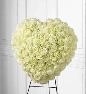 White or Yellow Rose Heart Flower Bouquet