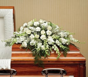 Mixed White Casket Spray Flower Bouquet