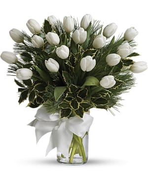 Tulips And Pine Flower Bouquet