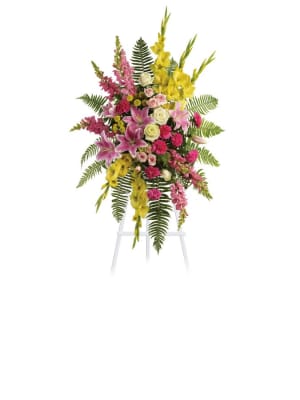 Pink & Yellow Standing Spray Flower Bouquet