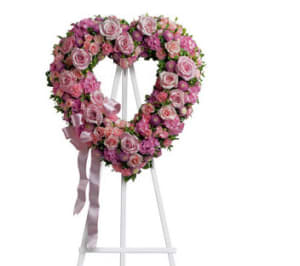 Shades of Pink Open Heart Flower Bouquet