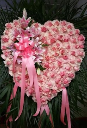 Pink Rose Heart With Flower Cluster Flower Bouquet