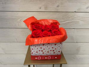 Half Dozen Red Forever Roses  Flower Bouquet