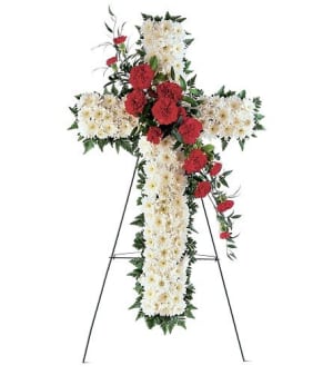 White Cross with Red Carnation Break
 Flower Bouquet