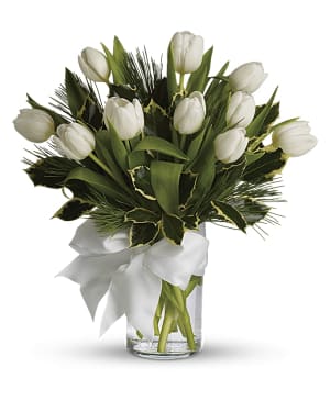 Tulips And Pine Flower Bouquet