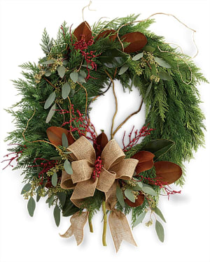 Rustic Holiday Wreath Flower Bouquet