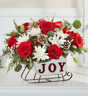 Dashing Through the Snow Sleigh Flower Bouquet