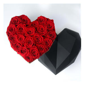 Forever Roses in Acrylic Heart Diamond Box Flower Bouquet