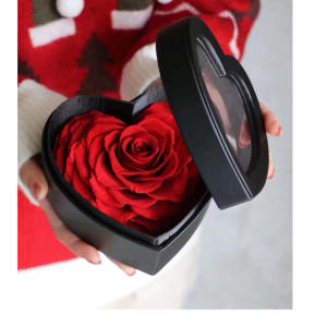 Heart shape Forever Single Red Rose Flower Bouquet