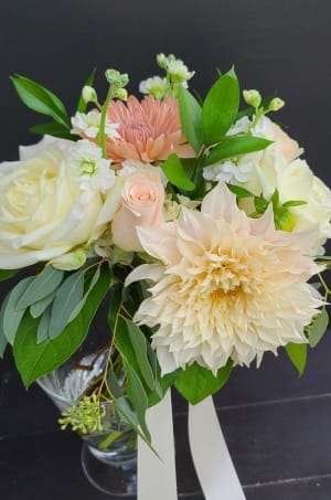 Peach, White, Pink Romantic  Flower Bouquet