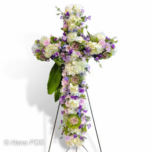 Floral Cross with Greens Flower Bouquet