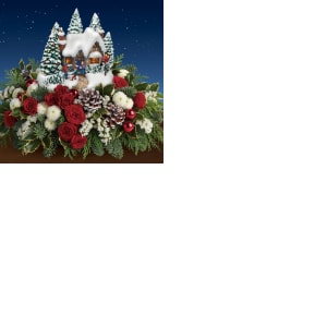 Thomas Kinkade Country Christmas Homecoming 2015 Retired  Flower Bouquet