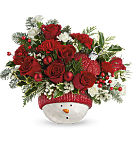 Snowman Ornament Flower Bouquet